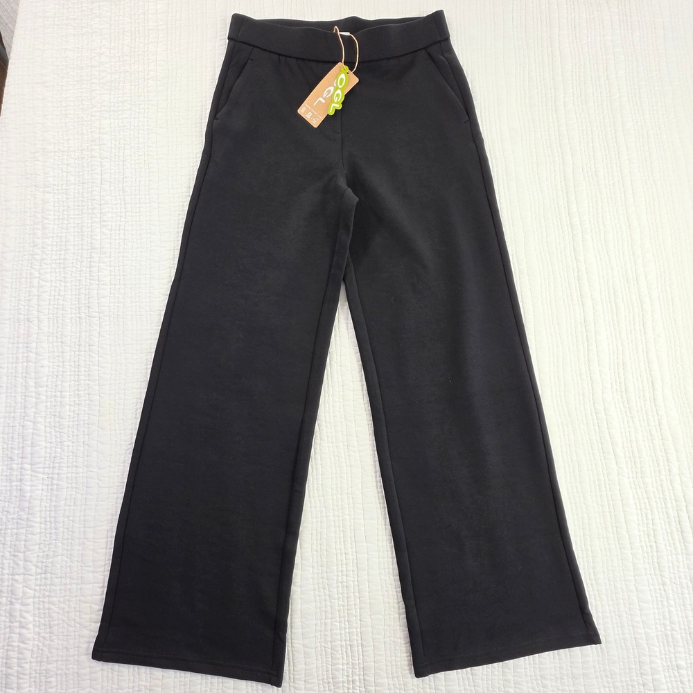 OGL Black Wide Leg Trousers High Rise Elastic Waist Workwear Pants Size M 31"